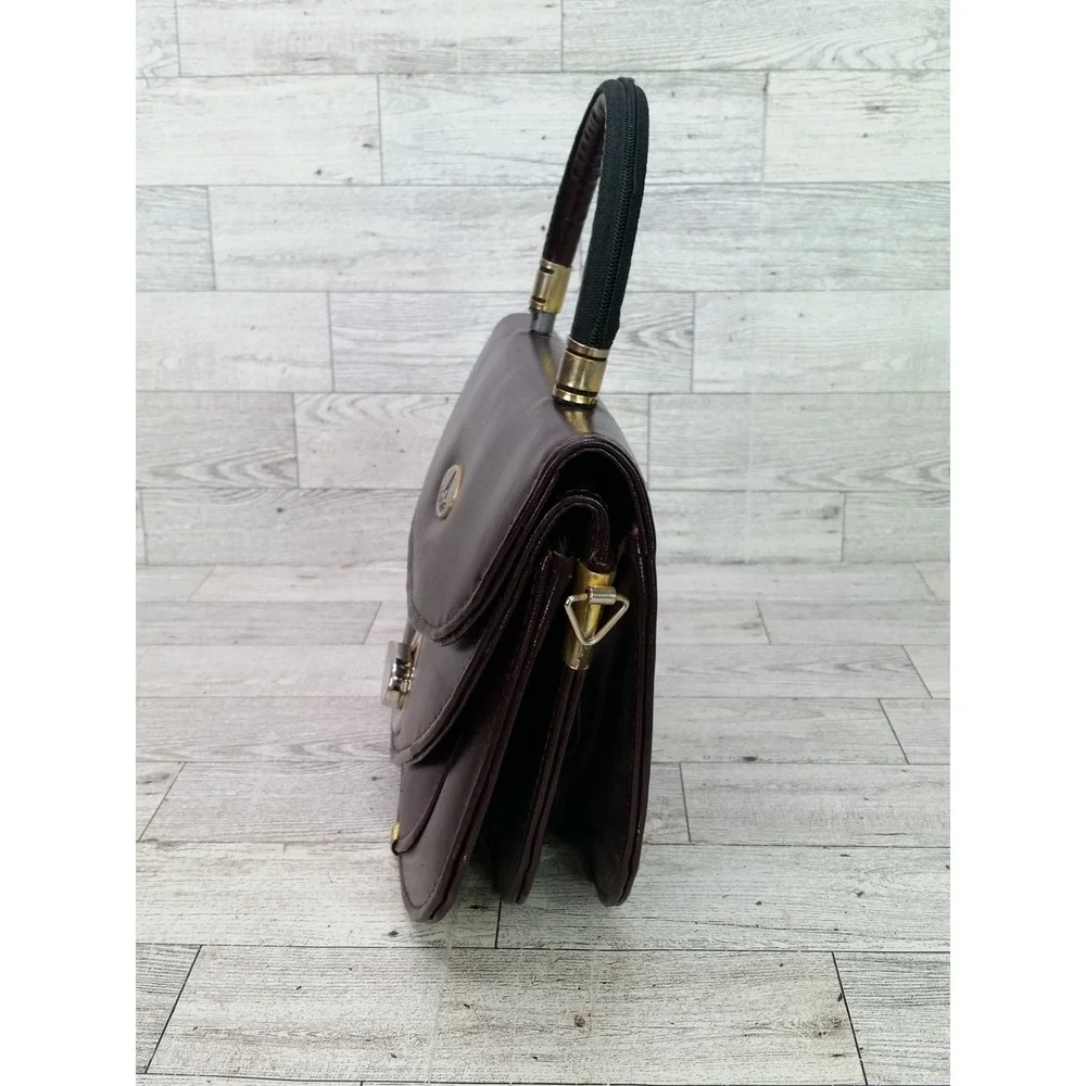 Vintage A Leather Handbag Bag Purse Framed Purse Vintage Mahogany